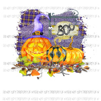 Halloween BOO pumpkins leaves witch hat purple orange Sublimation transfers Heat Transfer