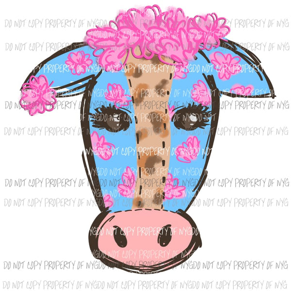 Hand Drawn Cow Sublimation transfers Heat Transfer