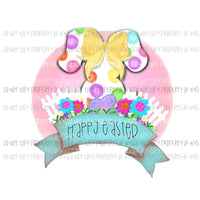 Happy Easter bunny fence polka dots Sublimation transfers Heat Transfer