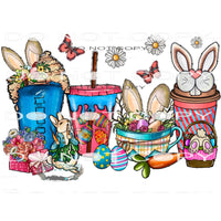 Happy Easter Coffee Cups With Bunny #9944 Sublimation