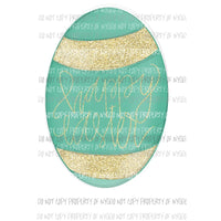 Happy Easter egg aqua gold glitter Sublimation transfers Heat Transfer