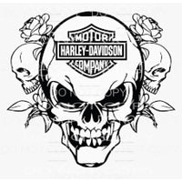 Harley Davidson Logo Skull Roses Sublimation transfers - 