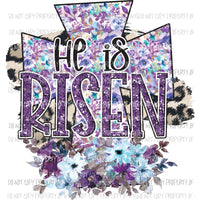 He Is Risen cross #4 purple floral leopard Sublimation transfers Heat Transfer