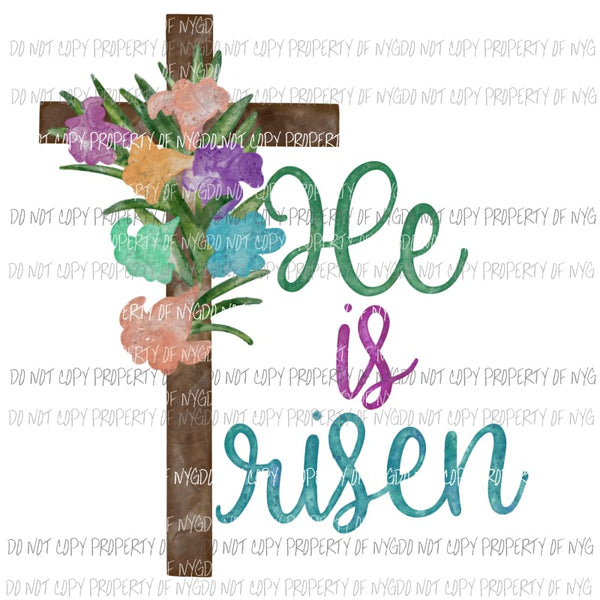 He Is Risen wooden cross flowers Sublimation transfers Heat Transfer