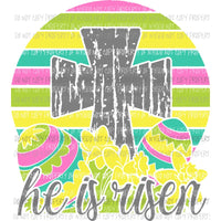 He Is Risen yellow Sublimation transfers Heat Transfer