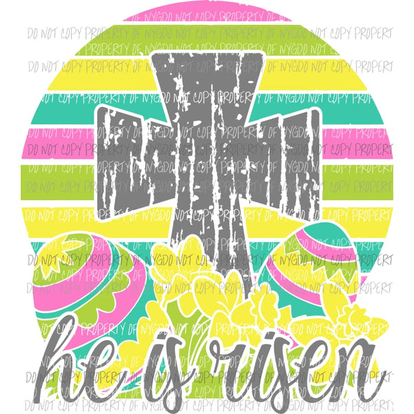 He Is Risen yellow Sublimation transfers Heat Transfer