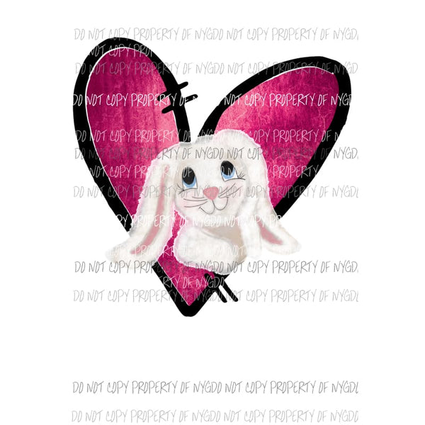 Heart Bunny #2 floppy ears Sublimation transfers Heat Transfer