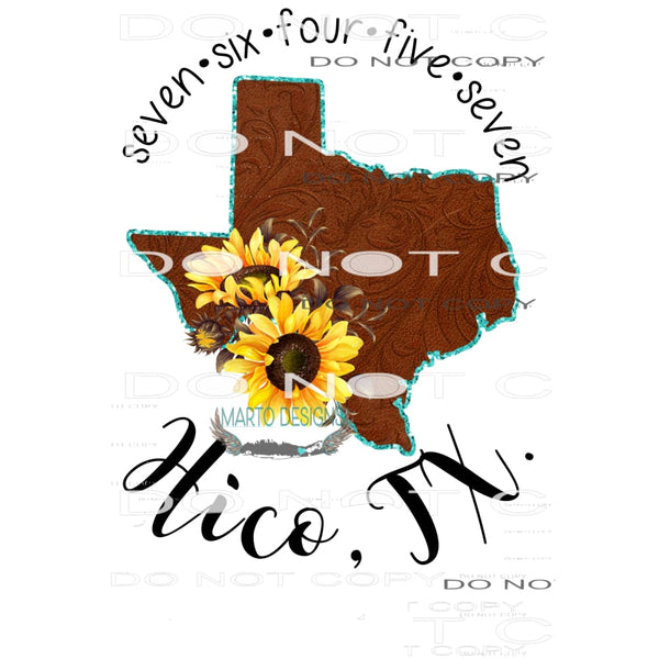 Hico texas zip code 2 custom Sublimation transfers - Heat