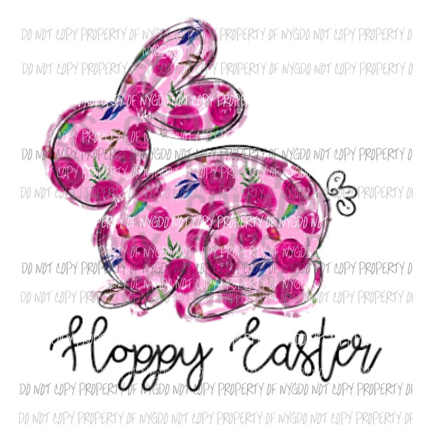 Hoppy Easter Pink Hand Drawn Sublimation transfers Heat Transfer