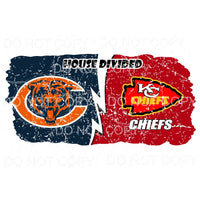 House Divided Chicago Bears KC Kansas City Chiefs Distressed