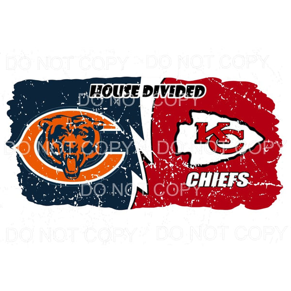 House Divided Chicago Bears KC Kansas City Chiefs Distressed