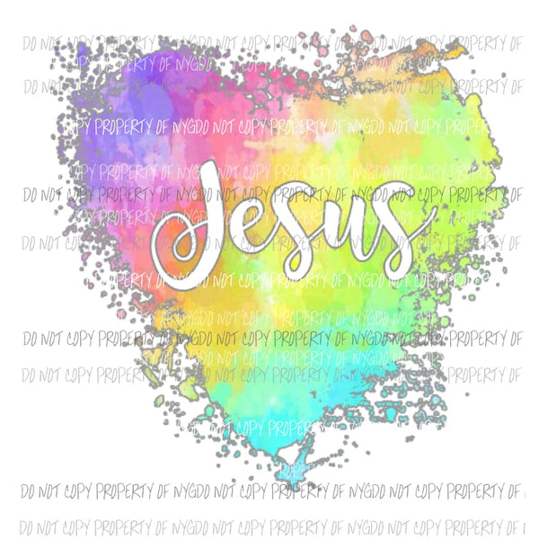 Jesus heart pastel 1 Sublimation transfers Heat Transfer