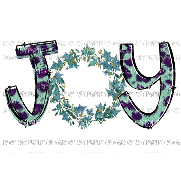 JOY # 2 purple teal leopard wreath Sublimation transfers Heat Transfer