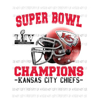 Kansas City Chiefs Superbowl Champions LIV Helmet Sublimation transfers Heat Transfer