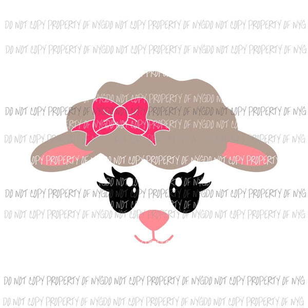 Lamb #2 girl eyes open Sublimation transfers Heat Transfer