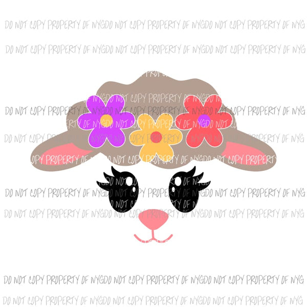 Lamb #4 girl flower bonnet Sublimation transfers Heat Transfer