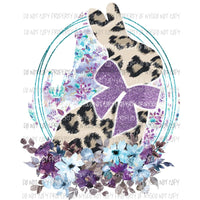 Leopard Bunny Oval #3 purple bow floral Sublimation transfers Heat Transfer