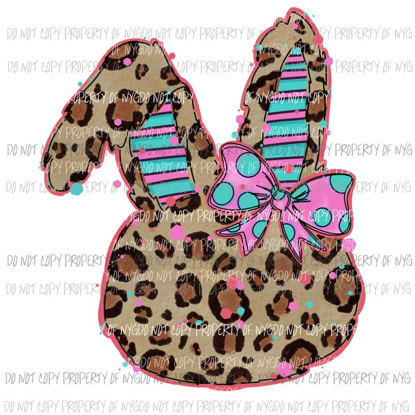 Leopard Bunny silhouette brown pink Sublimation transfers Heat Transfer