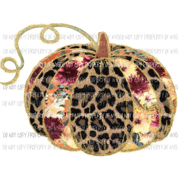 Leopard Floral pumpkin Sublimation transfers Heat Transfer