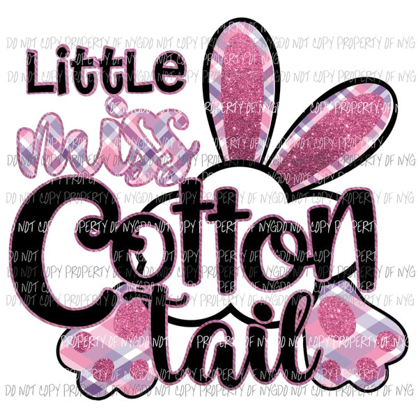 Little Miss Cotton Tail #2 pink purple plaid bunny Sublimation transfers Heat Transfer