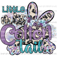 Little Miss Cotton Tail #4 purple floral leopard bunny Sublimation transfers Heat Transfer