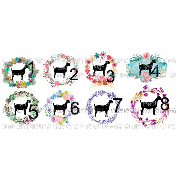 Live stock show Goat choose 1-8 sublimation transfers