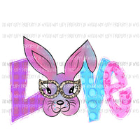 LOVE bunny leopard glasses Sublimation transfers Heat Transfer