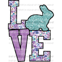 Love Easter purple stacked blue rabbit Sublimation transfers Heat Transfer