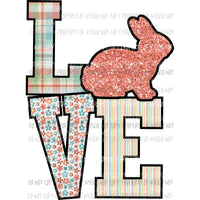 Love Easter stacked peach rabbit Sublimation transfers Heat Transfer