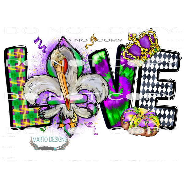 Love Mardi Gras #9797 Sublimation transfers - Heat Transfer