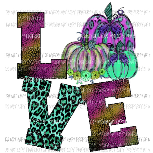 Love Pumpkin Fall 2 Sublimation transfers Heat Transfer