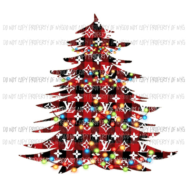 LV Christmas tree 3 Louis Plaid Sublimation transfers Heat Transfer