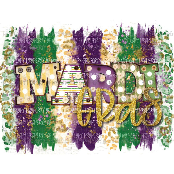 Mardi Gras #17 marquee gold purple green leopard brushstroke Sublimation transfers Heat Transfer