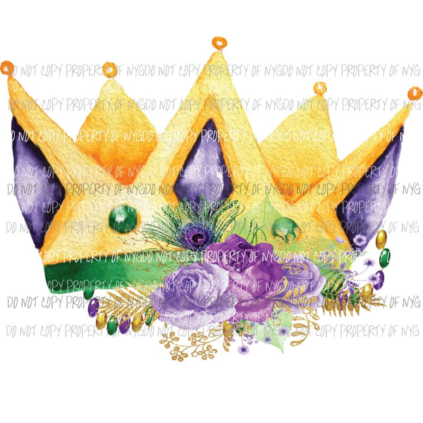 Mardi Gras Crown gold purple green roses Sublimation transfers Heat Transfer