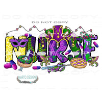 Mardi Gras Nurse #9799 Sublimation transfers - Heat Transfer