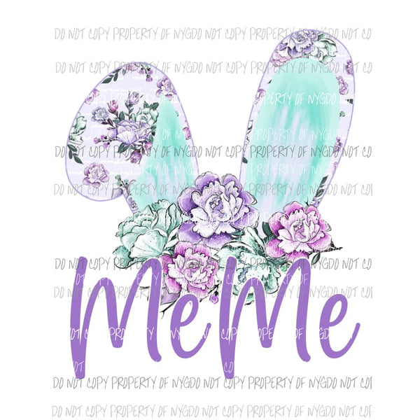 MeMe Floral Bunny Ears Sublimation transfers Heat Transfer