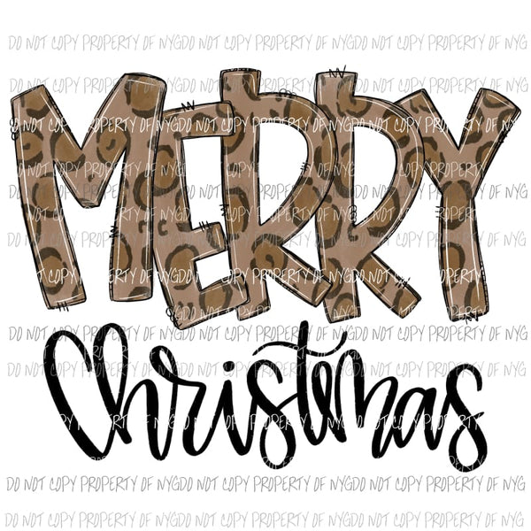 Merry Christmas leopard print words Sublimation transfers Heat Transfer