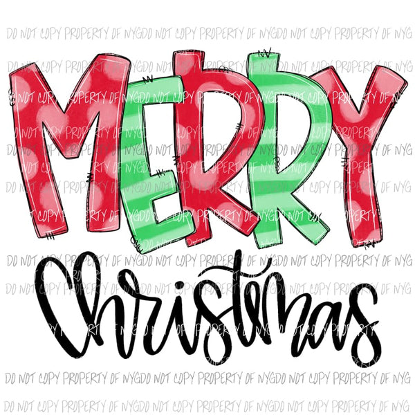 Merry Christmas red and green stripes polka dots Sublimation transfers Heat Transfer