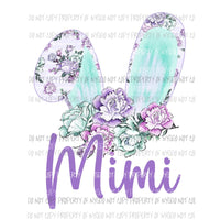 MiMi Floral Bunny Ears Sublimation transfers Heat Transfer