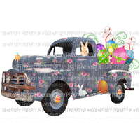 Navy Easter Bunny Truck Sublimation transfers Heat Transfer