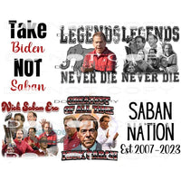 Nick Saban Alabama Set of 6 transfers Sublimation transfers