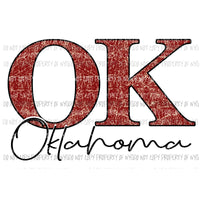 OK Oklahoma Sooners #2 across red Sublimation transfers Heat Transfer