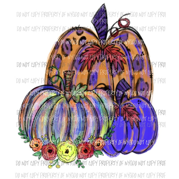 Painted Pumpkins flowers # 14 Sublimation transfers Heat Transfer