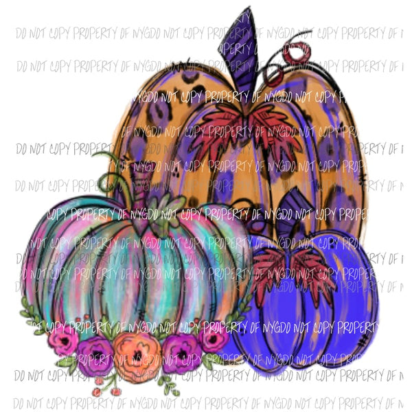 Painted Pumpkins flowers # 16 Sublimation transfers Heat Transfer