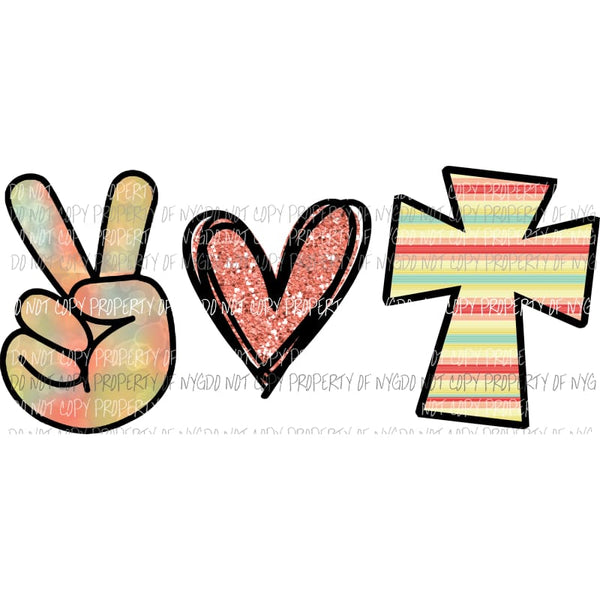 Peace Love Cross Easter peach Sublimation transfers Heat Transfer