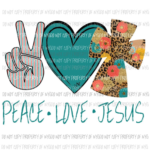 Peace Love Jesus Fall Cross Sublimation transfers Heat Transfer