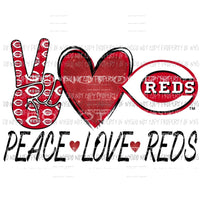 Peace Love Red Cincinnati baseball Sublimation transfers Heat Transfer