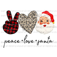 Peace Love Santa buffalo plaid leopard Sublimation transfers Heat Transfer