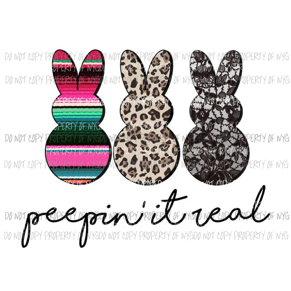 Peepin It Real bunny trio serape leopard lace Sublimation transfers Heat Transfer