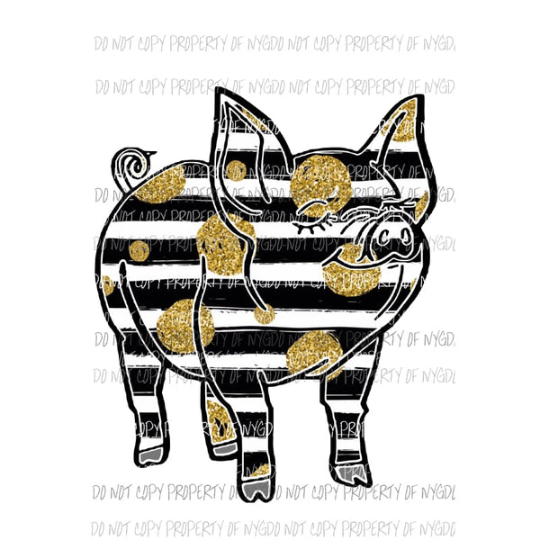 PIG #3 gold black stripes Sublimation transfers Heat Transfer